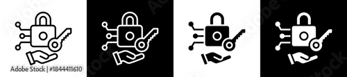 Access Control Icon Set In Black And White Filled Style Collection