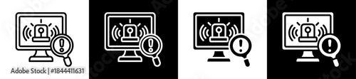 Intrusion Detection Icon Set In Black And White Filled Style Collection