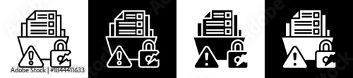 Data Breach Icon Set In Black And White Filled Style Collection