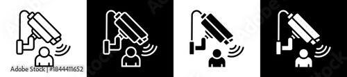 Surveillance Camera Icon Set In Black And White Filled Style Collection