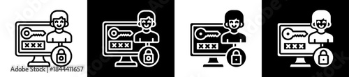 Authorization Icon Set In Black And White Filled Style Collection