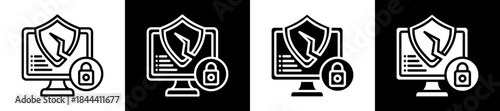 Vulnerability Security Icon Set In Black And White Filled Style Collection