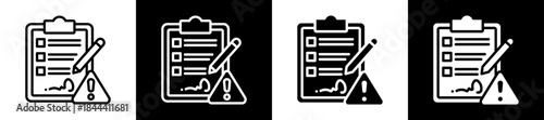 Risk Assessment Icon Set In Black And White Filled Style Collection