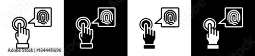 Fingerprint Scan Icon Set In Black And White Filled Style Collection
