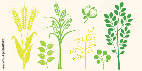 Agriculture Crop Silhouette Icon Bundle Vector Set