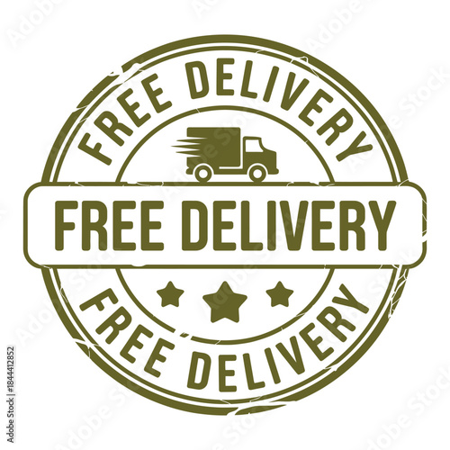 Free Delivery Service Shipping Stamp Badge (or Guaranteed Free Delivery Commercial Icon)