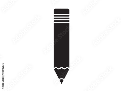 Carpenter Flat Pencil in silhouette pure white background.
