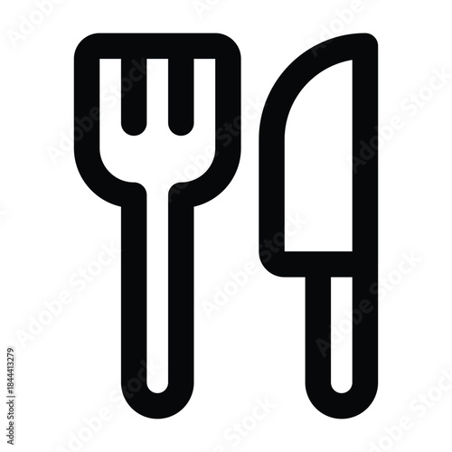 Clean outline illustration of restaurant cutlery with black stroke style. Suitable for dining guides, food tourism, travel apps, and hospitality-related designs.