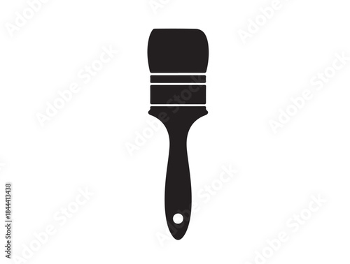  Filbert paint brush in silhouette pure white background.