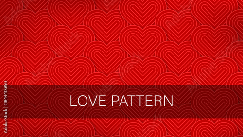 Heart background. Modern and minimalist heart pattern background with red and pink heart lines. Printable and vectorially for Valentine's Day