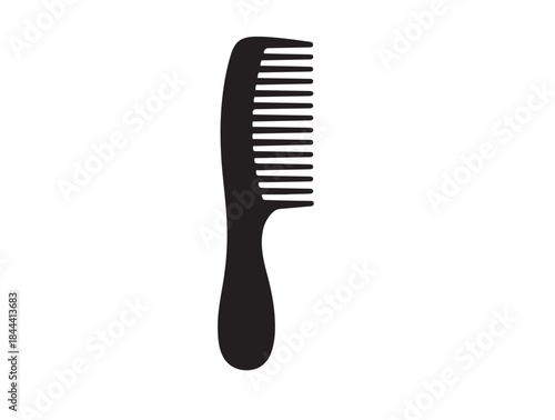 Handle Comb in silhouette pure white background.