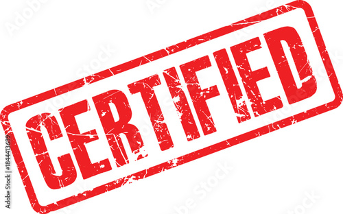 Red certified stamp imprint isolated on white background