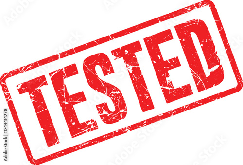 Authentic Red Grunge TESTED Rubber Stamp Transparent image for Quality Assurance and Product Validation Graphics