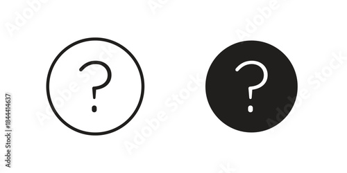Question mark icon flat and thin stroke vector pack. Editable icons set