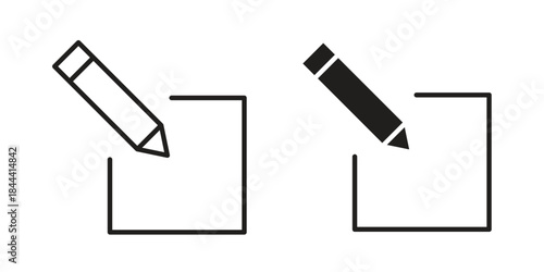 Register icon flat and thin stroke vector pack. Editable icons set