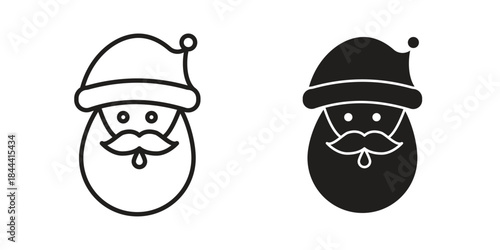 Santa Claus icon flat and thin stroke vector pack. Editable icons set