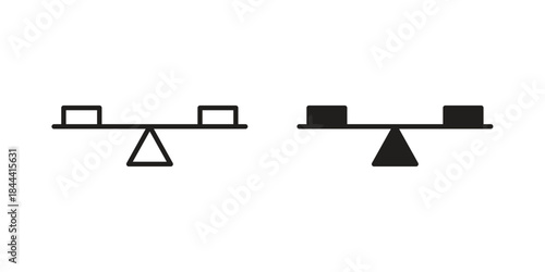 Seesaw icon flat and thin stroke vector pack. Editable icons set