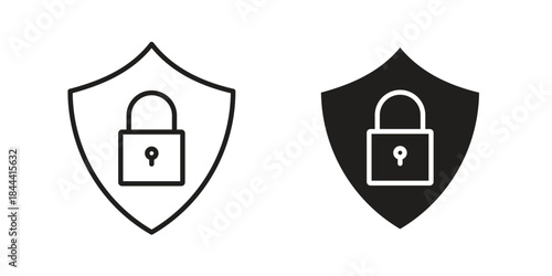 Security lock icon flat and thin stroke vector pack. Editable icons set