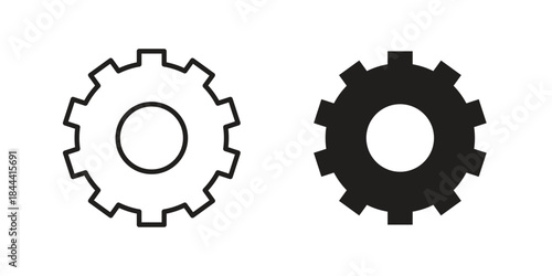 Settings gear icon flat and thin stroke vector pack. Editable icons set