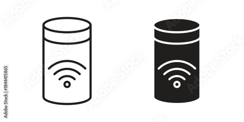 Smart speaker icon flat and thin stroke vector pack. Editable icons set
