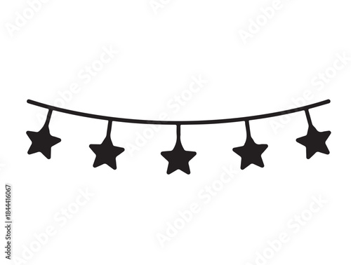 Twinkle String Lights in silhouette pure white background.