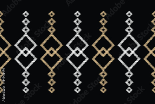 Traditional ethnic ikat motif fabric pattern geometric style.Ikat embroidery Ethnic oriental pattern white and black background wallpaper. Abstract,vector.Texture,decor.