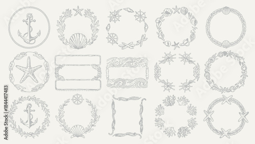 Vintage decorative frames and ornamental elements set in vector illustration style