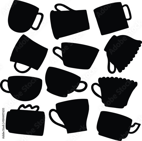 Assorted Coffee and Tea Cup Silhouettes Collection