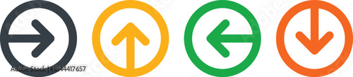 green, set, down, different, direction, gray, directional, transport, design, miscellaneous, four, graphic, arrow:, white, illustration, category:, circles, icons, color, symbol