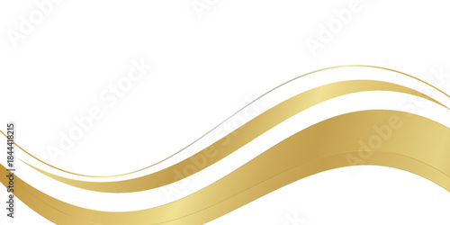 gold wave curve, golden wave corner shape for element, stripes ribbon golden graphic, striped gold. vector