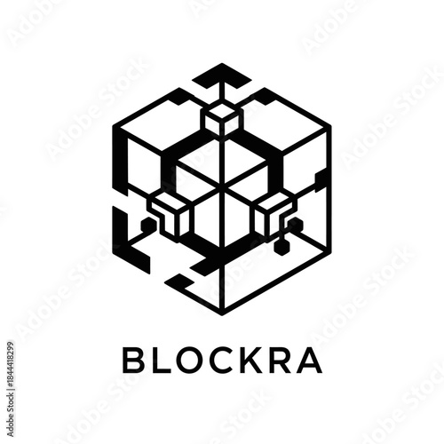 Blockra Logo with Interconnected Cubes Representing Blockchain Technology.