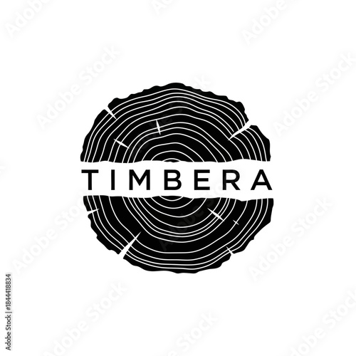 Timber Logo Design with Tree Ring Texture.