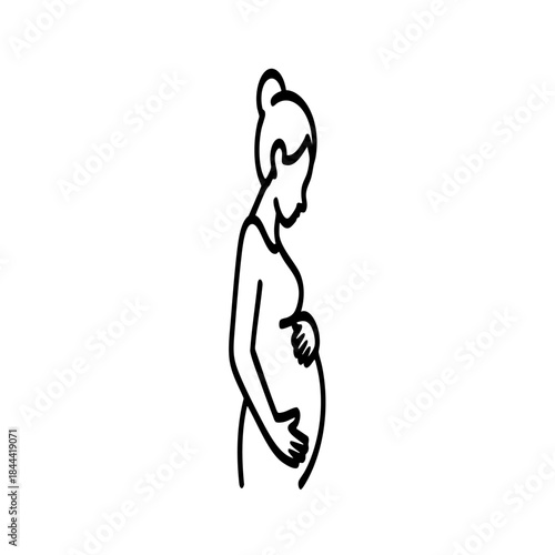 Pregnant woman line icon representing pregnancy and maternity concept, isolated 