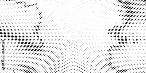 Abstract gradient halftone wave dotted textured pattern. Retro comic pop art backdrop with halftone dots design. Vintage backdrop for comic superhero text, speech bubble, message. Vector ilustration