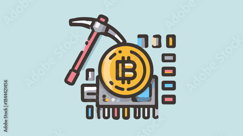 Bitcoin Mining Pickaxe Icon Digital Currency Symbol