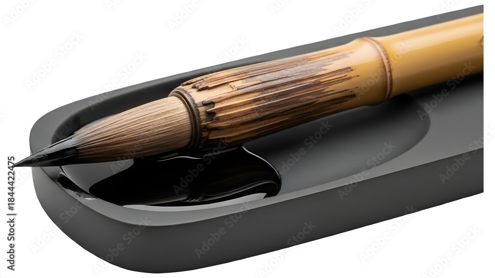 custom made wallpaper toronto digitalBamboo Calligraphy Brush on Black Ink Stone (Close-up)