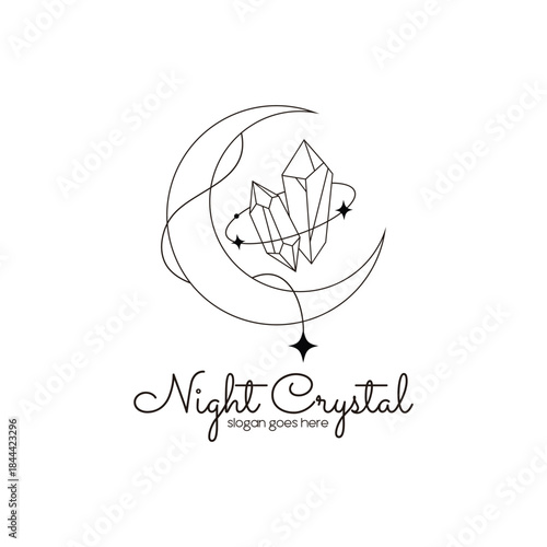 Crescent Moon and Crystal Logo