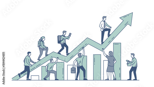 Business Team Analyzing Data and Financial Growth Metrics