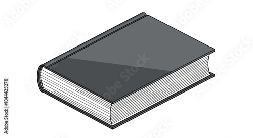 Sturdy hardcover book resting on its side with a dark gray cover and thick pages inviting readers to explore ideas stories and knowledge during study sessions.