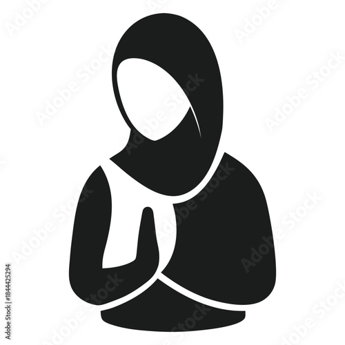 Silhouette of a muslim woman in hijab praying symbolizing faith and devotion isolated on white background