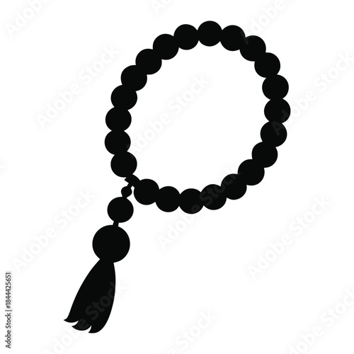 Minimalist silhouette of ramadan prayer beads tasbih for religious events and islamic celebrations
