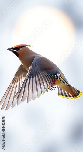 Cedar Waxwing in Flight - A Moment of Grace and Beauty.