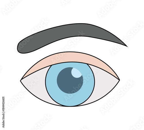 Ojo humano con ceja en primer plano estilo plano de corrección de visión