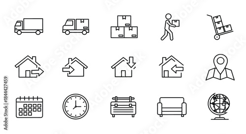 Various icons representing daily life and activities illustration