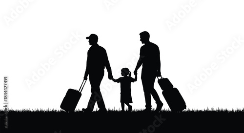 Family embarking on a journey illustration