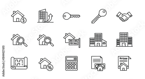 Real estate and mortgage icons illustration