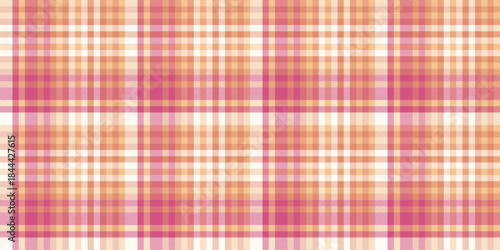 Funky plaid fabric check, nice tartan vector pattern. Room textile texture background seamless in orange and ivory colors.