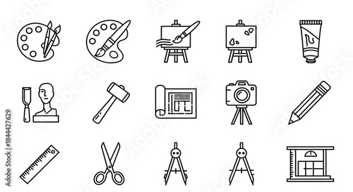 Collection of art and craft tools illustration