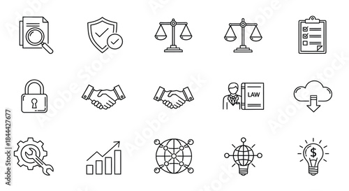 Legal and business icons illustration