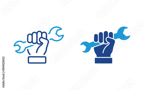 Hand holding wrench tool mechanic